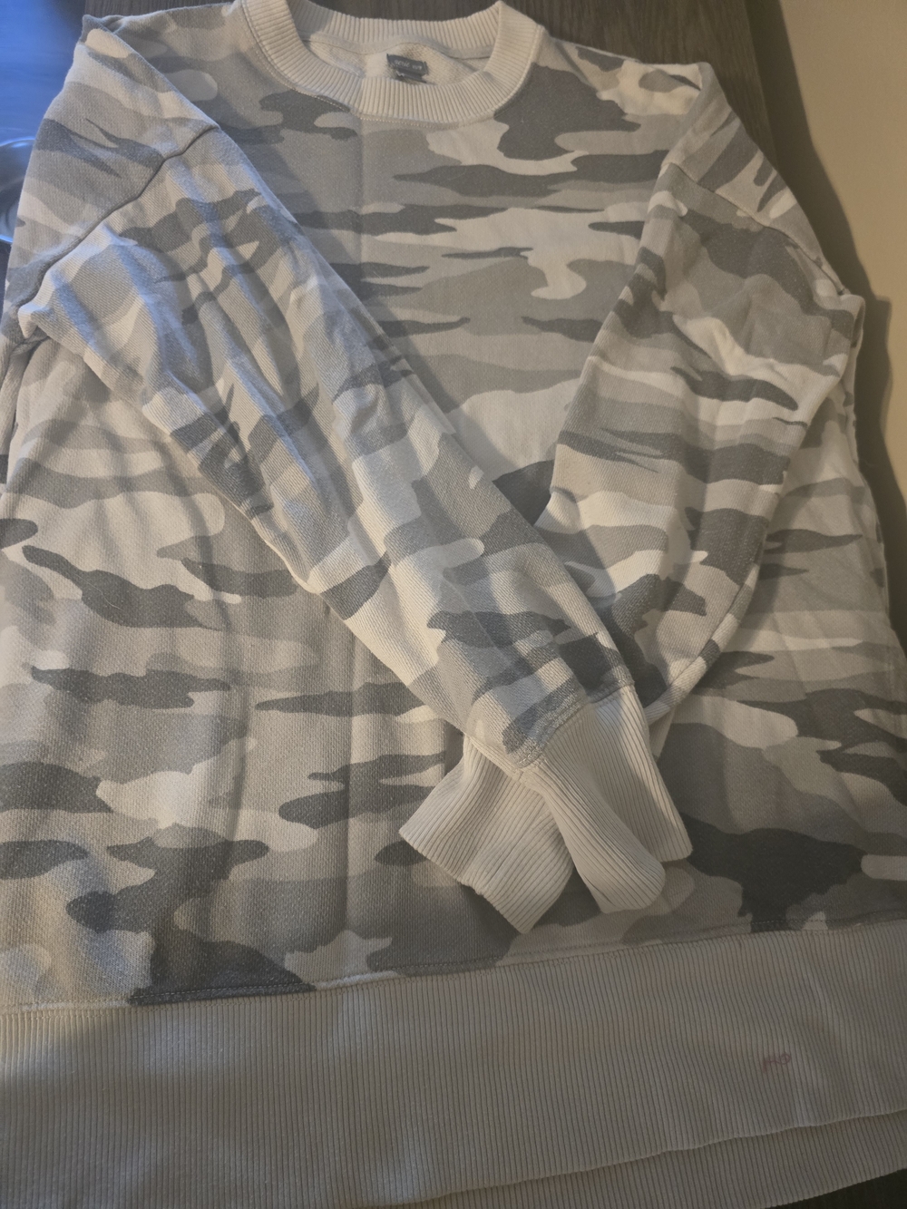 aerie Gray & White Camo Crewneck Sweatshirt